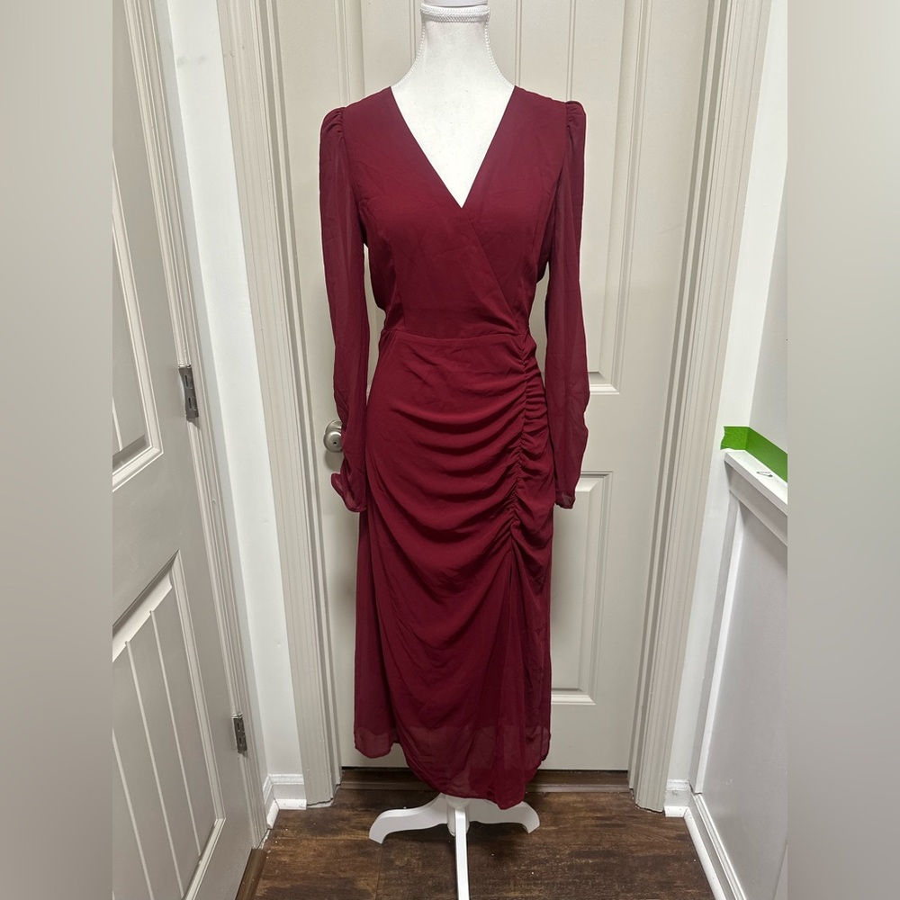 Lush Deep Red Long Sleeve Dress